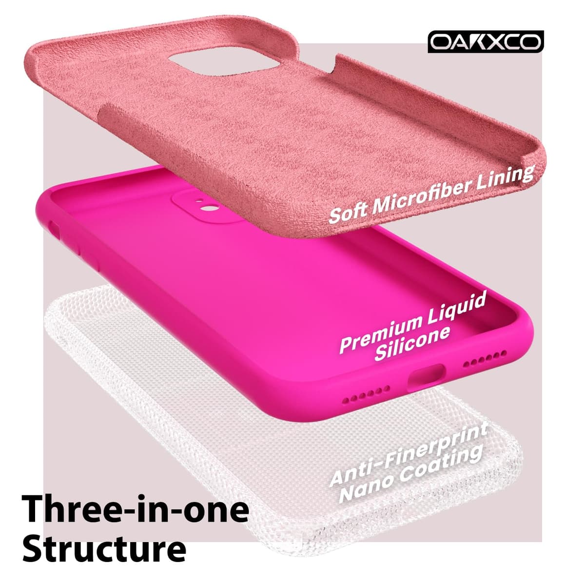 oakxco for iPhone 17 Pro Max Phone Case Liquid Silicone, Cute Thin Slim Grip Soft Rubber Gel for Women Men, Smooth Matte TPU Plain Solid Color Girly Simple Case with Camera Cover, Light Pink — view 1705