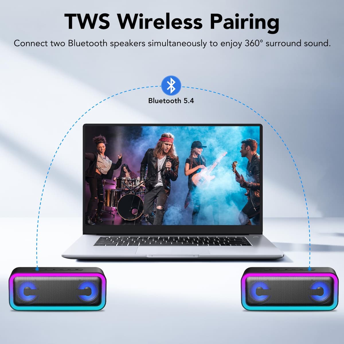 IKT Bluetooth Speaker, 40W Loud Stereo Sound Portable Speaker, 30Hrs Playtime, Speakers Wireless Bluetooth 5.4, Deep Bass, TWS Pairing, IPX7 Waterproof, 7 RGB lights, Speakers for Home/Party/Outdoor — view 5