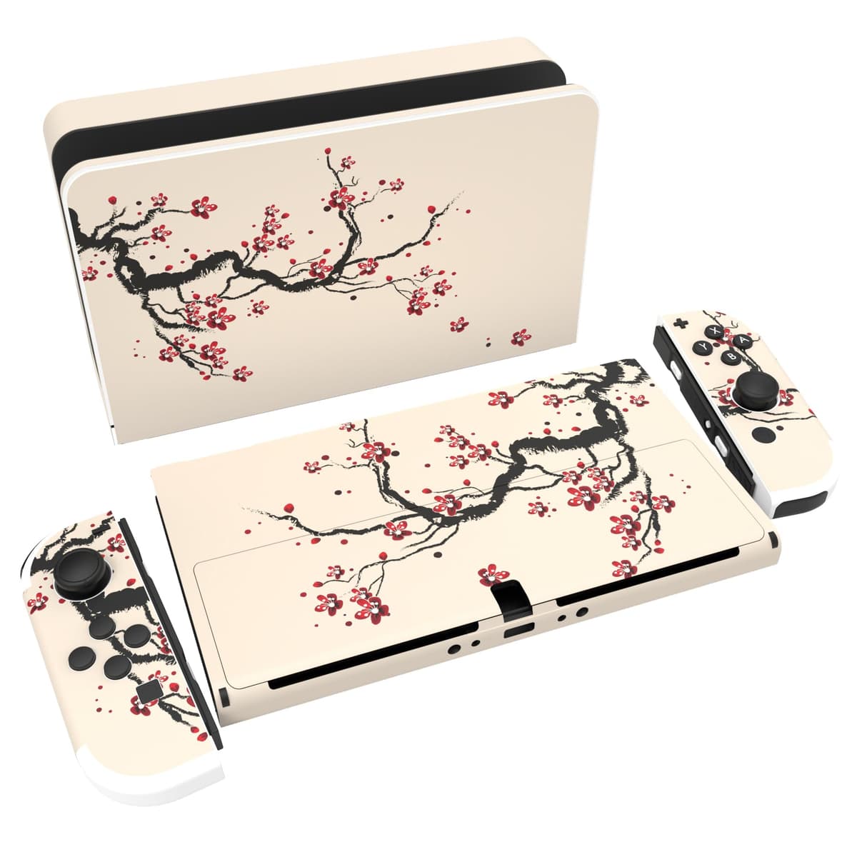 playvital Full Set Protective Stickers for Nintendo Switch OLED Model, Customized Vinyl Decal Skins for Switch OLED Console & Joycon & Dock & Grip - Nebula Galaxy — view 8