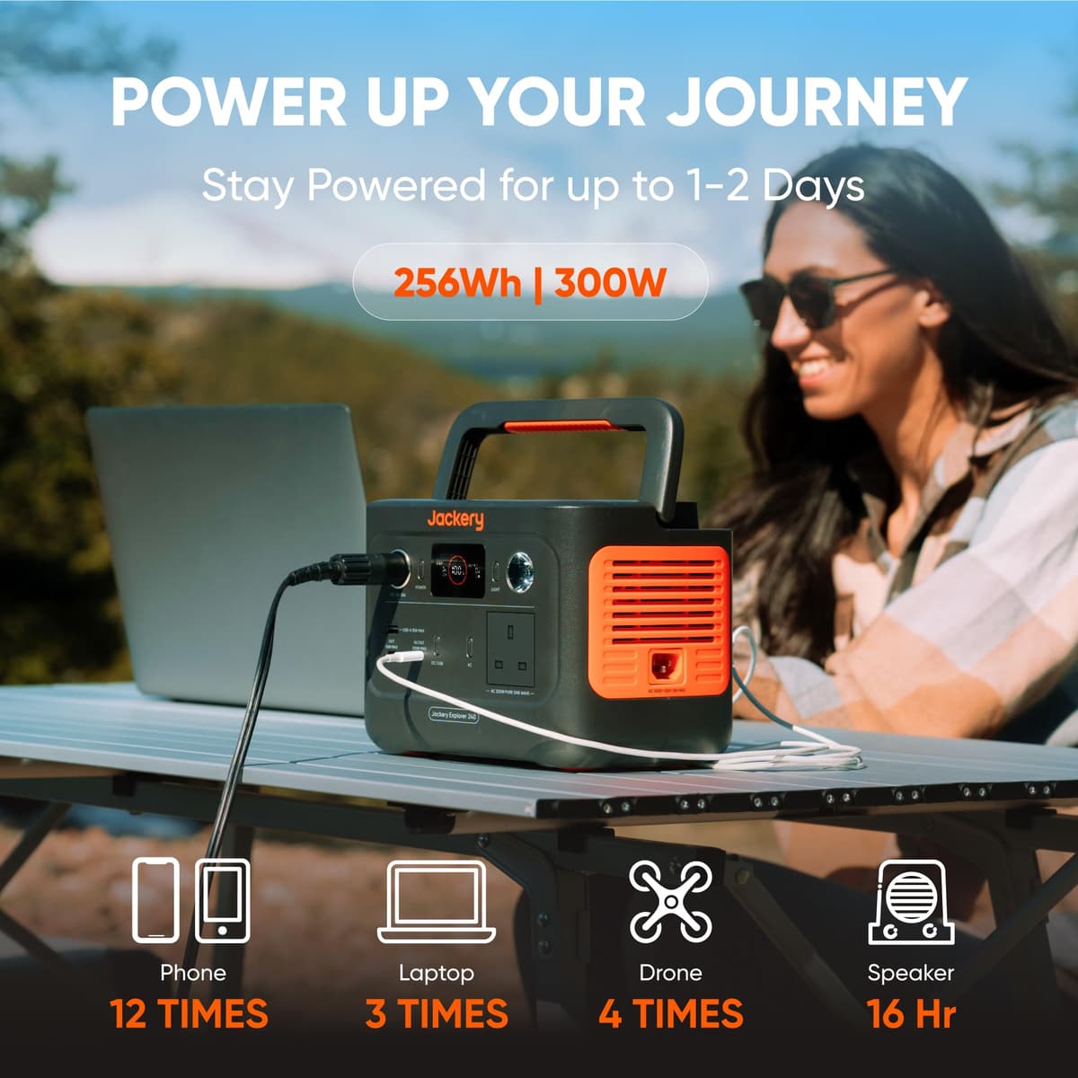 Jackery Explorer 240 v2 Portable Power Station 2024 New Version, 256Wh LiFePO4 Battery with 300W AC/100W USB-C Output, 1Hr Fast Charging, Versatile Scenarios-Outdoor/Camping/Fishing/Picnics — view 3