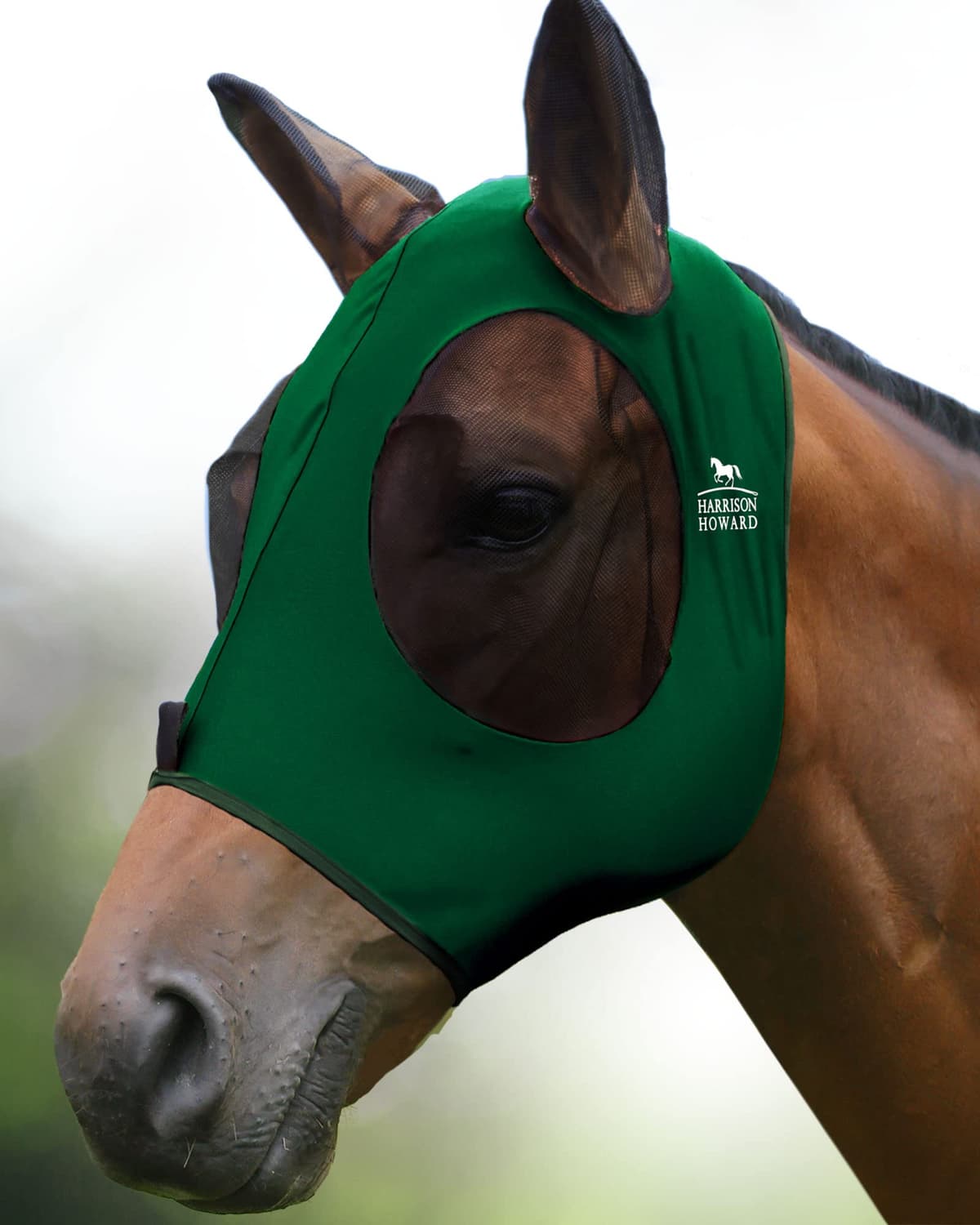 Harrison Howard Máscara elástica para Moscas de Caballo, excelente Comodidad con protección UV, máscara estándar para Caballos, Azul Marino M — view 8