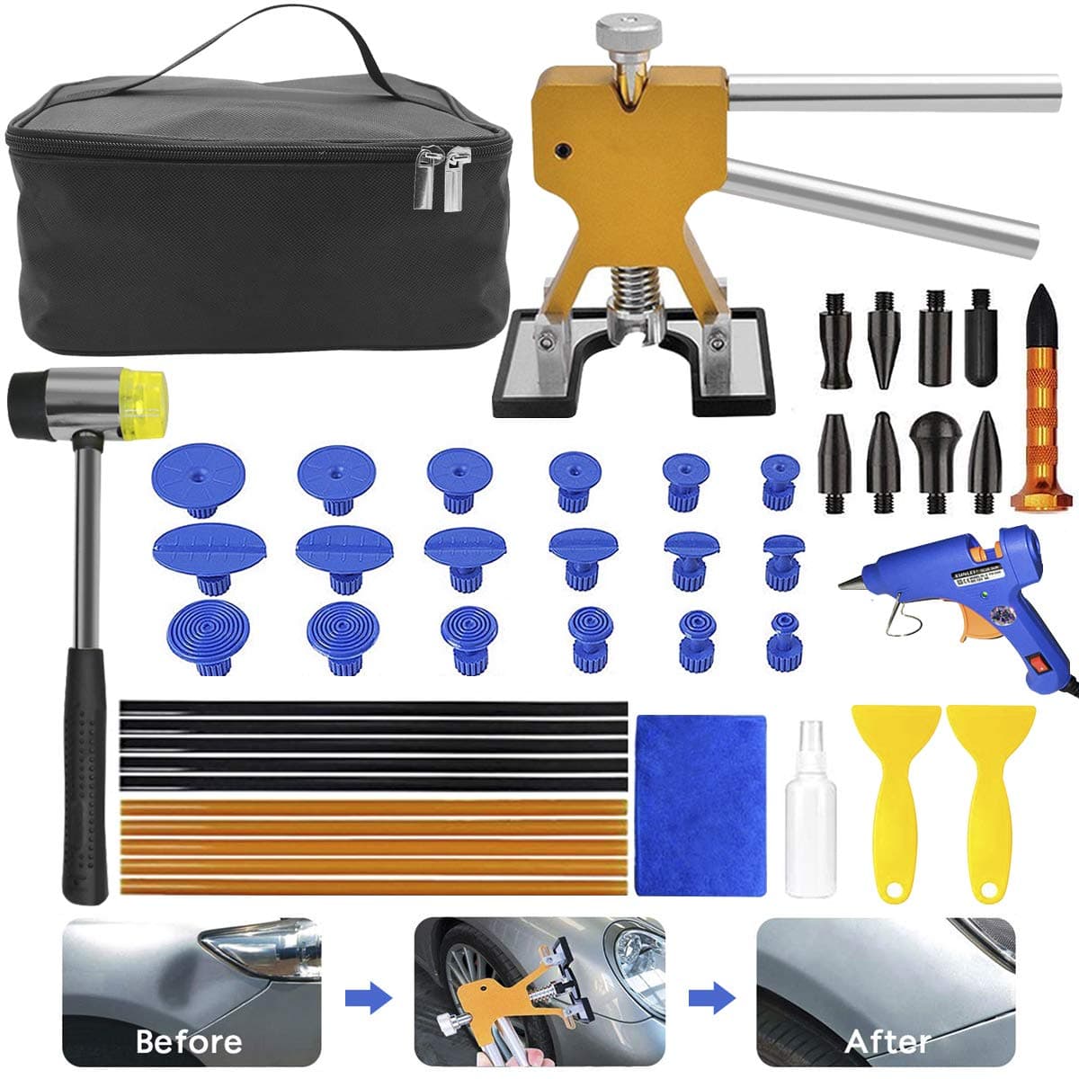 Dent Repair Kit Tools, Body Dent Remover Kit 39pcs Repair Hardware Dent Repair Tool Dent Repair Pen and Rubber Hammer — view 8