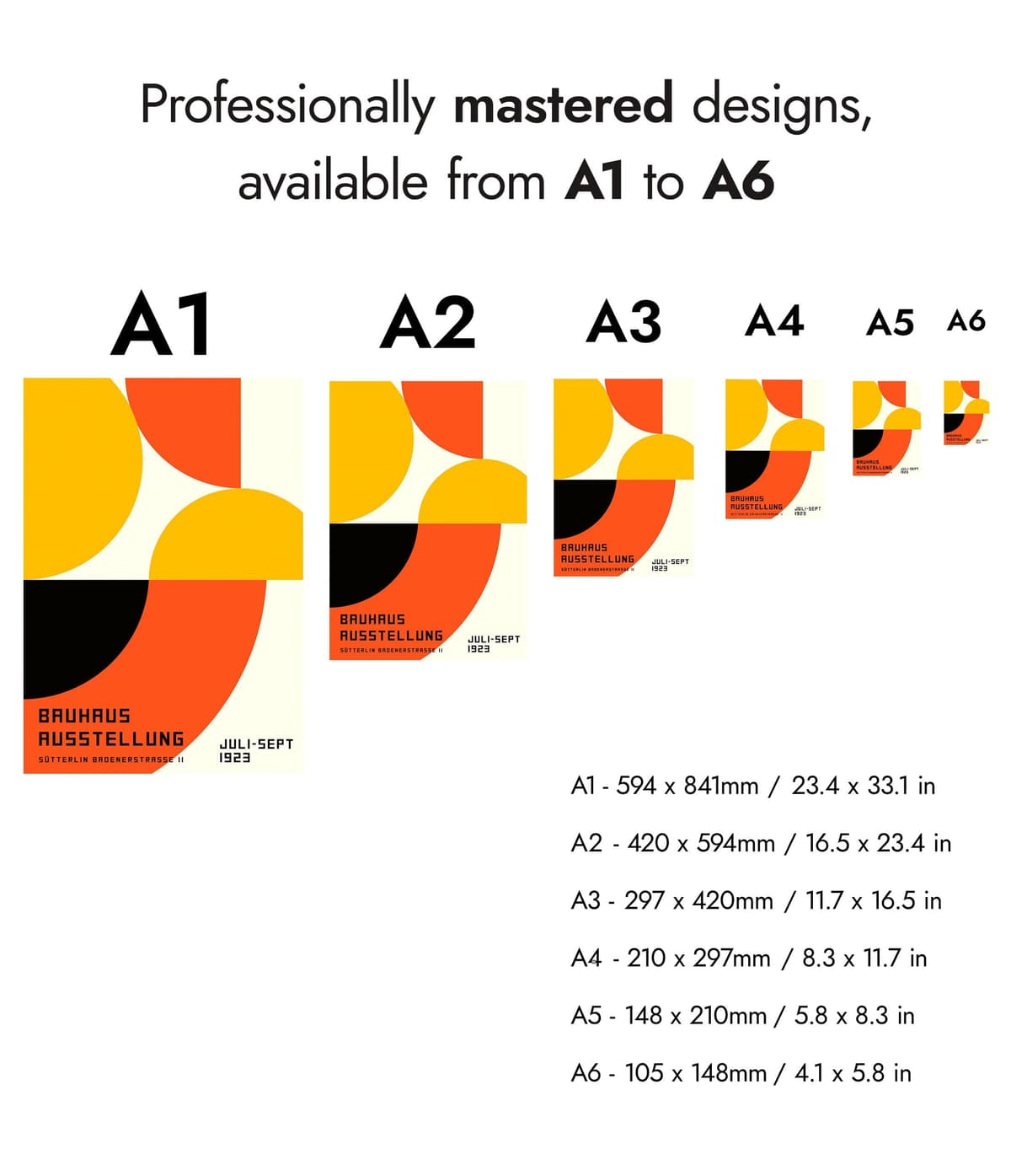Orange Loop Poster, Bauhaus Print, Framed Abstract Art, Mid-Century Wall Art, Modern Home Decor, Gift Idea, Archival Matte, A2 (Print Only) - 59.4x42cm — view 5