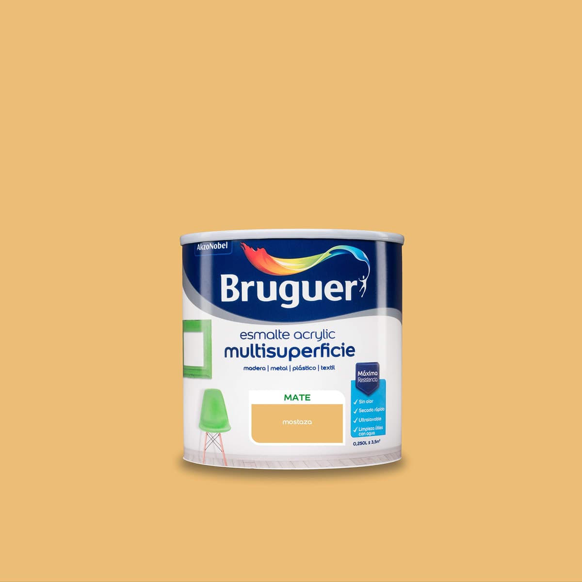 Bruguer Acrylic Multisuperficie Esmalte al agua Satinado - Pintura 750 mL, Blanco Permanente — view 48