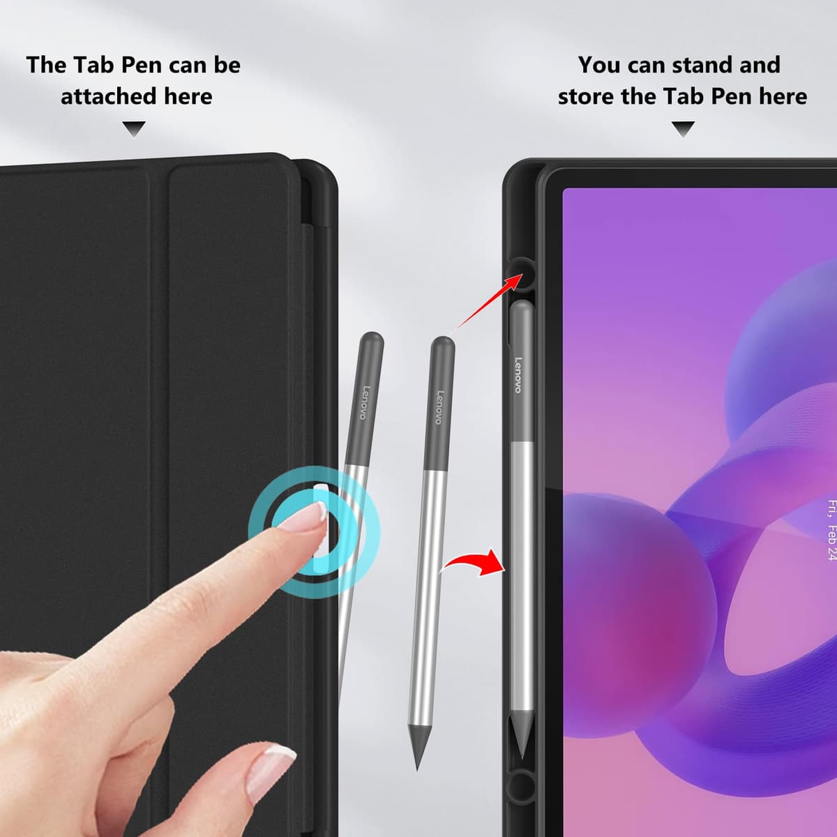 ProCase Funda para Lenovo Idea Tab 11" 2025 TB-336ZU/TB-336FU, Funda Folio con Soporte para Lápiz, Funda Protectora de TPU Suave -Negro — view 3