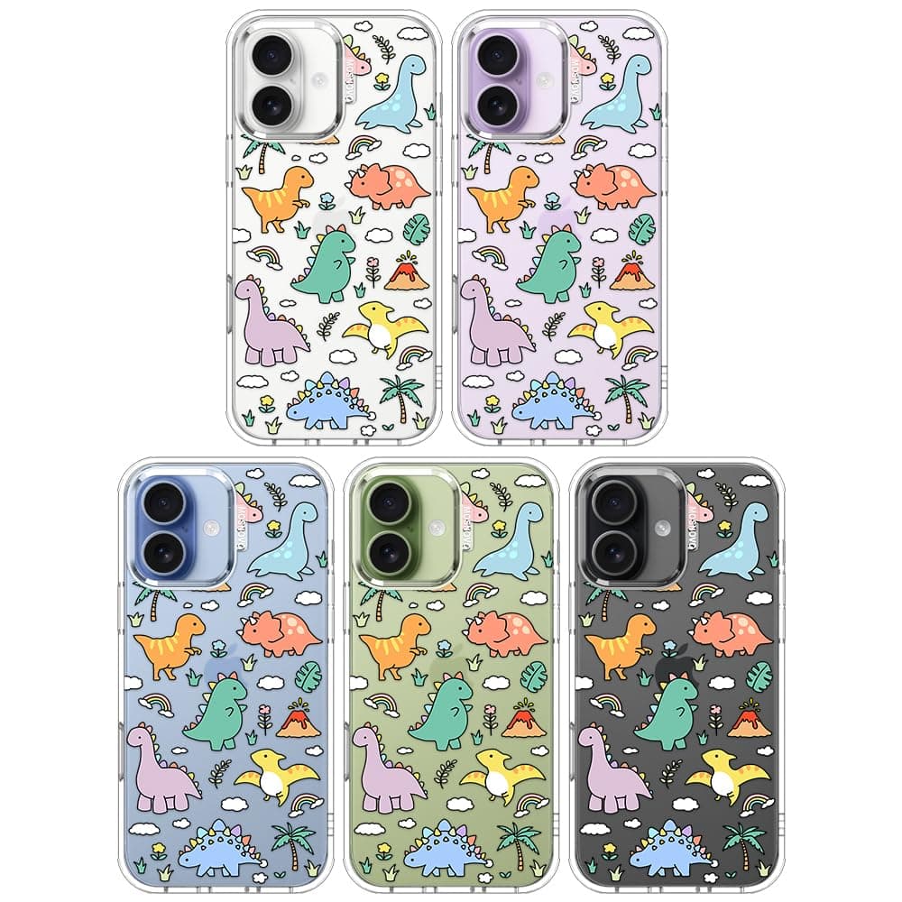 MOSNOVO Case for iPhone 17, [Buffertech 6.6ft Military-Grade Drop Protection] [Camera Control] Clear TPU Bumper Phone Case - Dinosaur Land — view 3