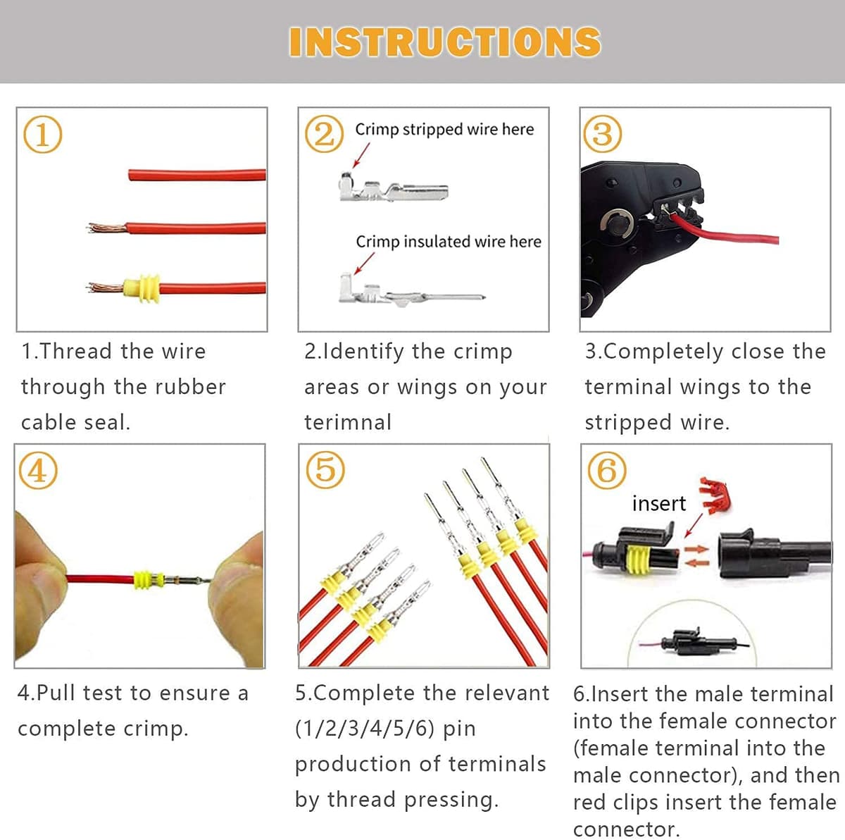 RUNCCI-YUN 10 Kit 2 Pin Waterproof Electrical Connector Kit, Car Wire Connector, Waterproof, Dustproof, Insulated and Sealed, 1.5mm Series Terminal Connector — view 3