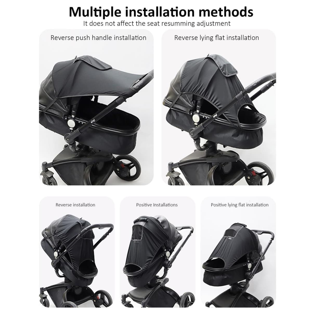 Stroller Cover for Sun - Breathable Hot Weather Net, Foldable Adjustable Shade, UV Protective Universal Cotton Canopy, Naptime Shielding Mesh - for Beach Trip Park Jogging Outing — view 4