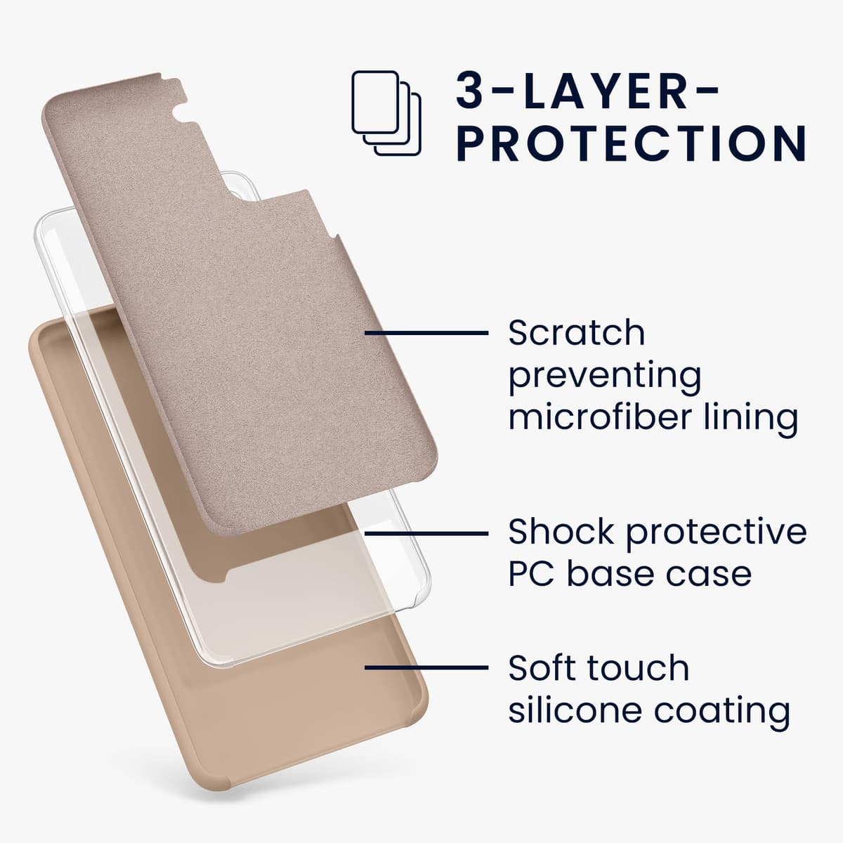 kwmobile Carcasa Compatible con Samsung Galaxy S21 Funda - Case TPU y Silicona antigolpes - Apto Carga inalámbrica - nácar — view 2
