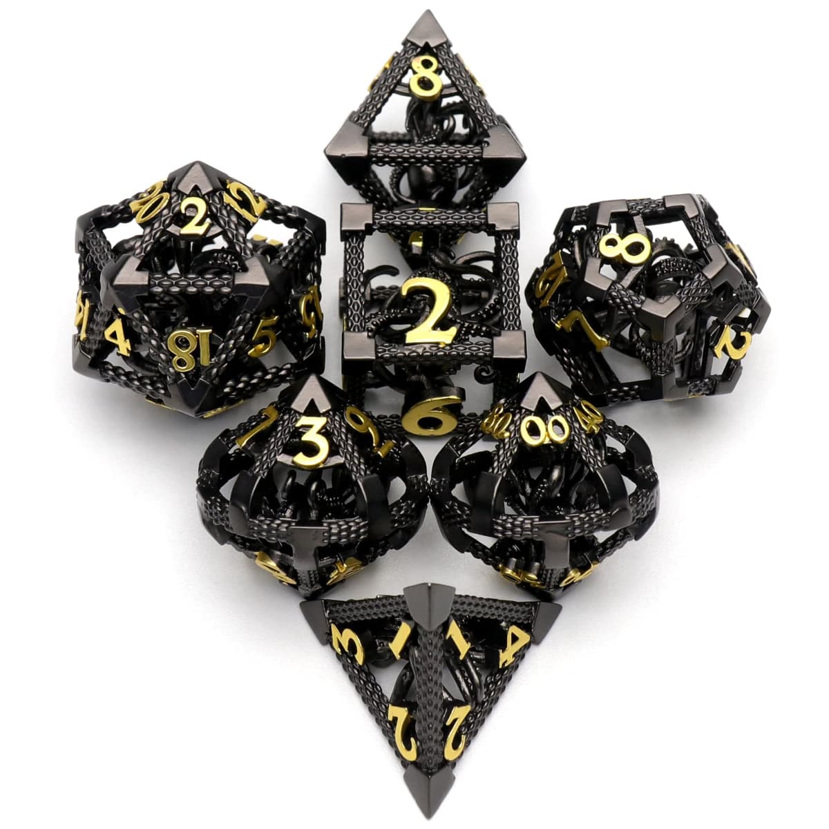 HNCCESG Juego de Dados de Metal D&D, Dungeons and Dragons Dice Juego de Dados de Metal Poliédricos Pulpo Huecos para Juegos de rol D y D para Juegos de Mesa (Cthulhu Número Verde) — view 9