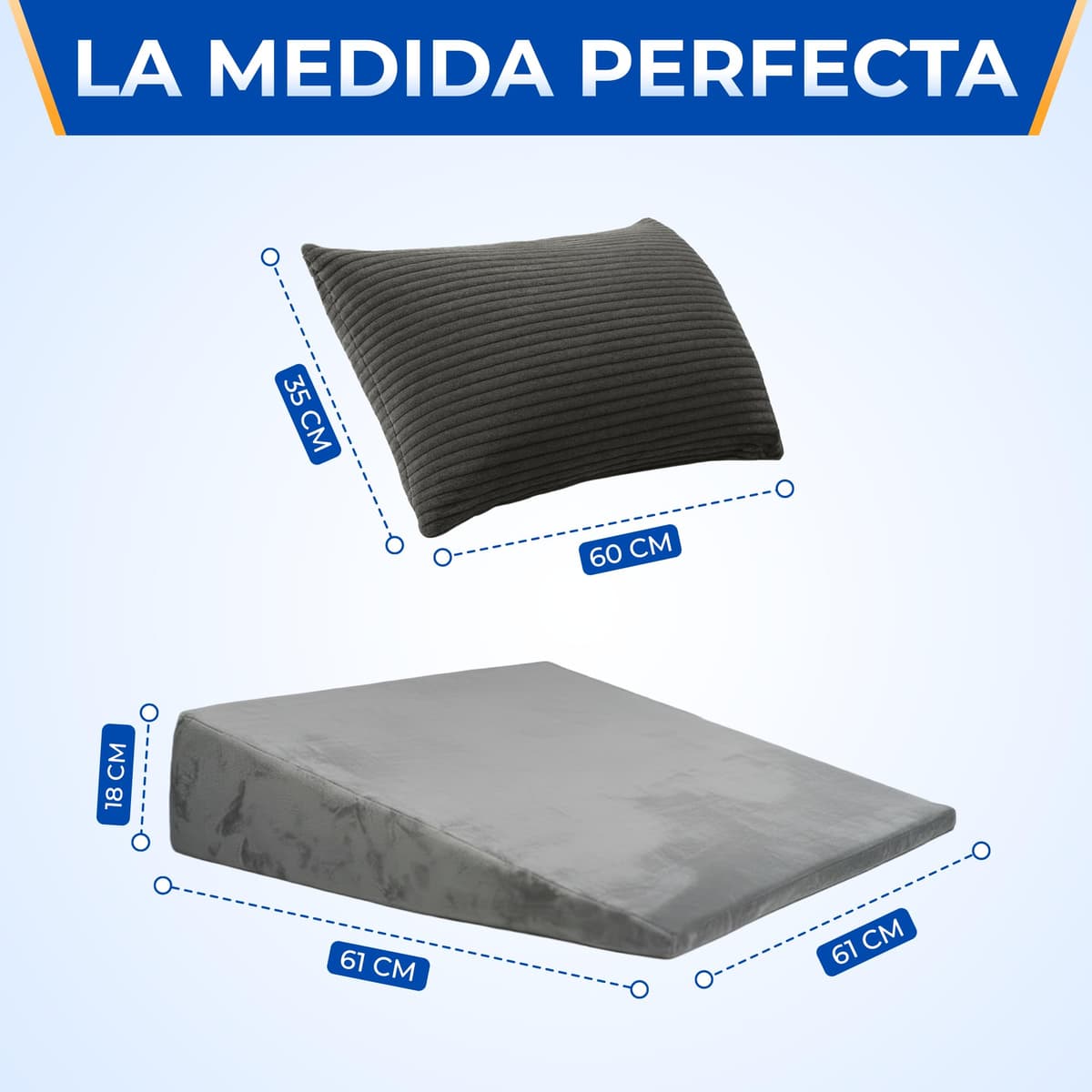 NEROKU® Cuña Antireflujo Adulto y Cojin Lectura Cama - Respaldo Cama y Almohada Cuña que Mejora Circulación, Descanso y Sueño - Almohada de Lectura y Almohada Antironquidos - Cojines Cama Cojines Sofa — view 2