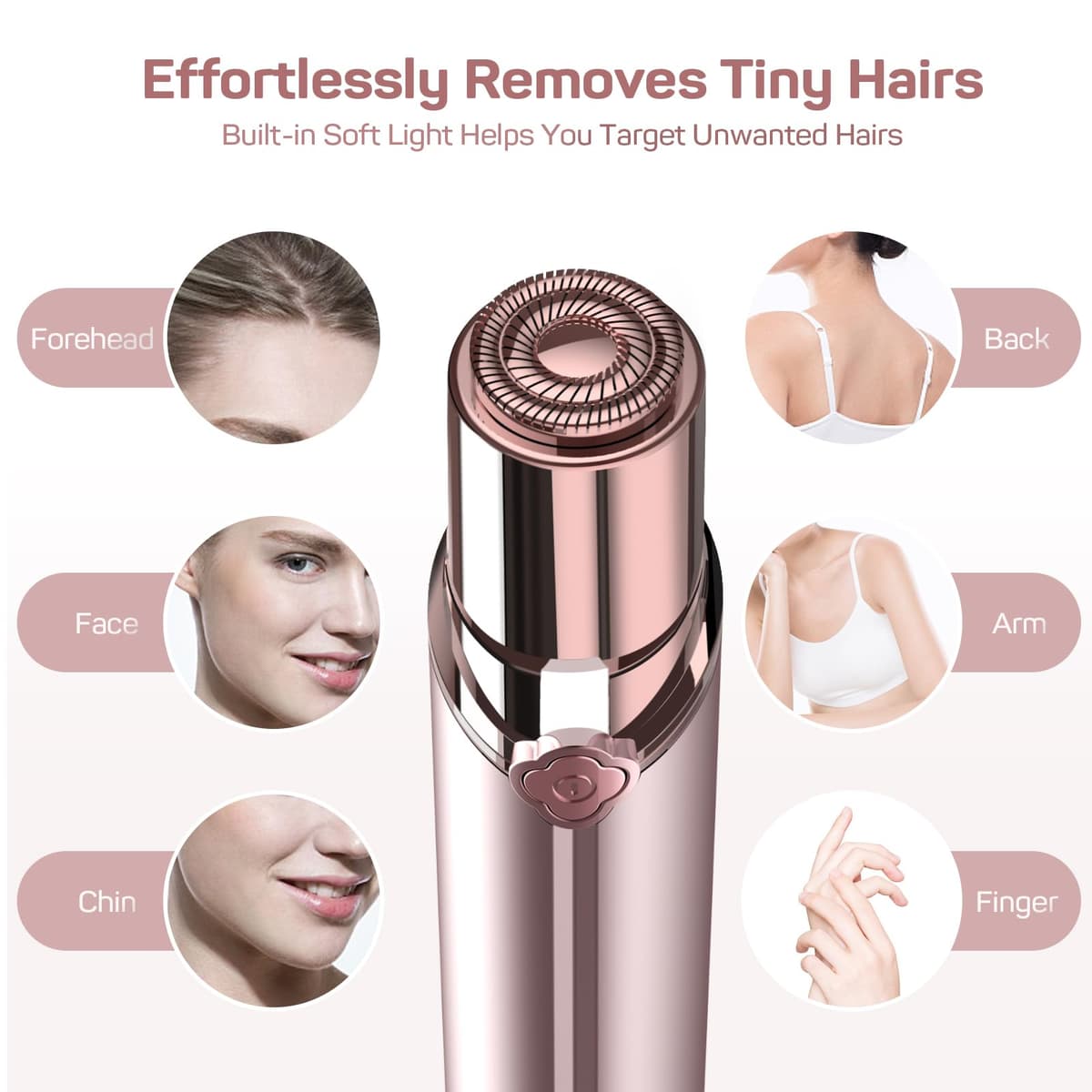 Gurelax Touch - Depilación facial para mujer, sin dolor, dispositivo recargable, 2 cabezales de repuesto, afeitadora facial Peach para labio superior y barbilla — view 2