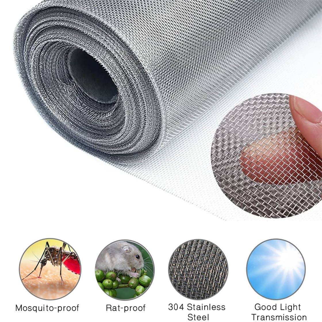 Malla de Alambre 30 Mallas Malla Metálica Fina Malla Tela de Acero Inoxidable 304 Tamaño de Malla Para Insectos Roedor Filtro Grill 30x120cm — view 4