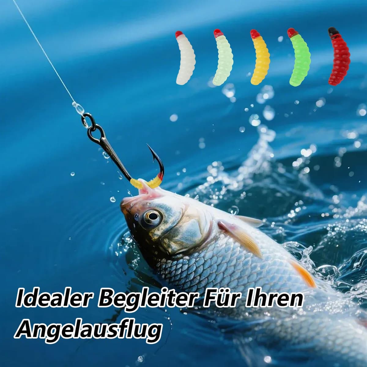 100 Pcs Kit de Señuelos de Pesca Suaves, Señuelos de PVC para Trucha, Perca y Lucioperca, Señuelo de Gusano de Blando para Cabezas Plomadas Estándar, Pesca de Lucio, Accesorios para Pescadores — view 6