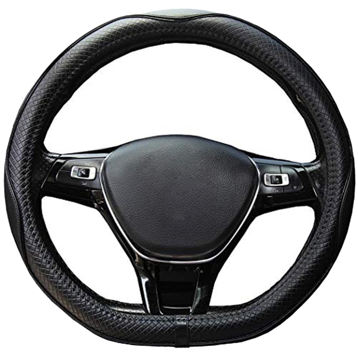 Cubiertas de Volante en Cuero de Microfibra, Transpirable, Antideslizante (Negro, Forma D) — view 4