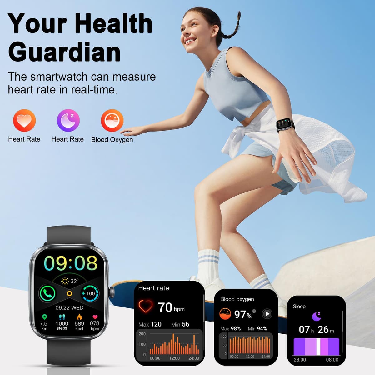 Smart Watch, 2026 HD 1.91" Bluetooth 5.4 Calling Smartwatch for Men Women, SPO2/Heart Rate/Sleep Monitor, 115+ Sport Modes Fitness Activity Trackers, IP68 Waterproof Step Counter for Android iOS — view 4