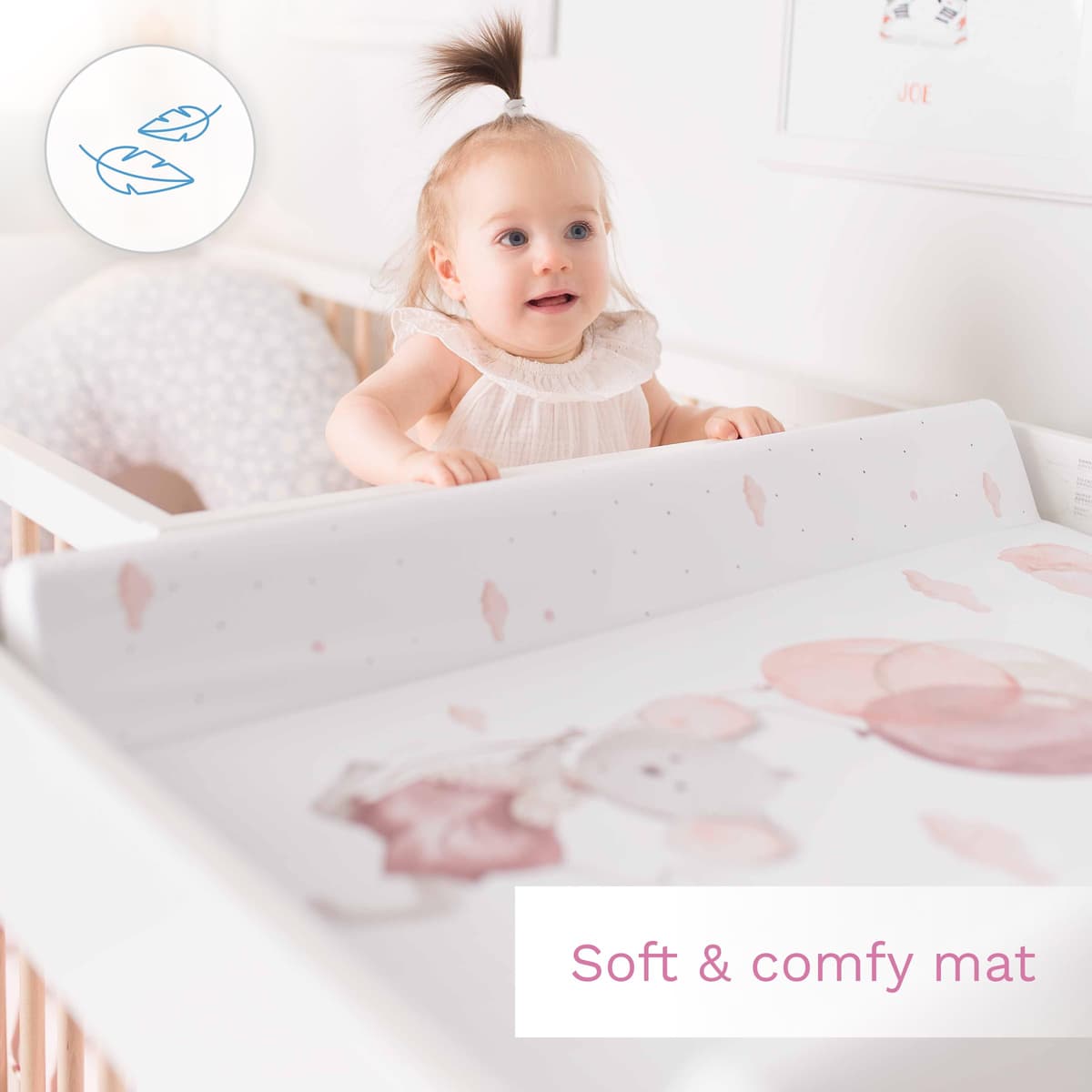 Soft Base Newborn Baby Changing Unit Mat with Raised Edges 50x70 cm (Raccoon) — view 5
