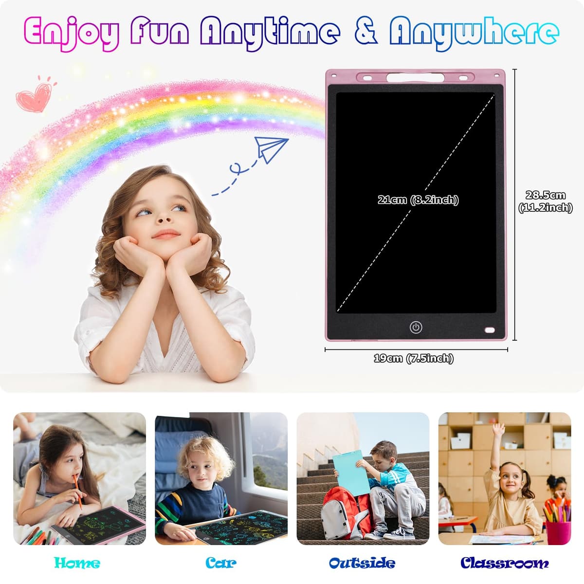 Carehabi Vistoso Pizarra Magica Infantil 12 Pulgadas Pizarra Magica Borrable y Reutilizable para Niñas y Niños 2-8 Años (Rosa+Azul) 2 Piezas — view 4