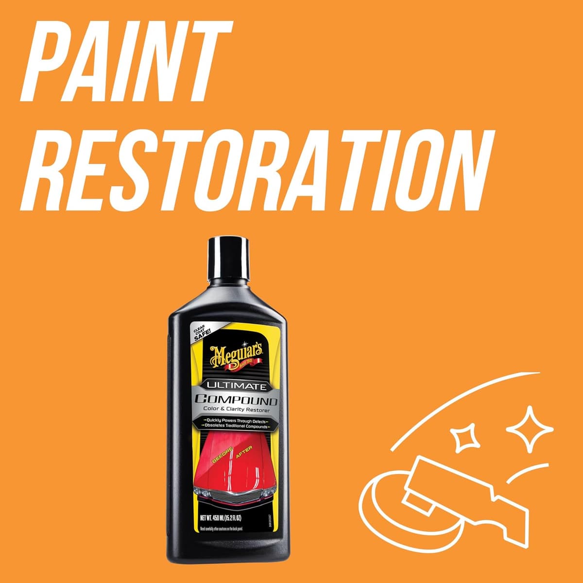 Meguiar's Ultimate Compound Colour & Clarity Restorer 450ml for Hand or Machine Polisher Application - G17216EU (Packaging may vary)