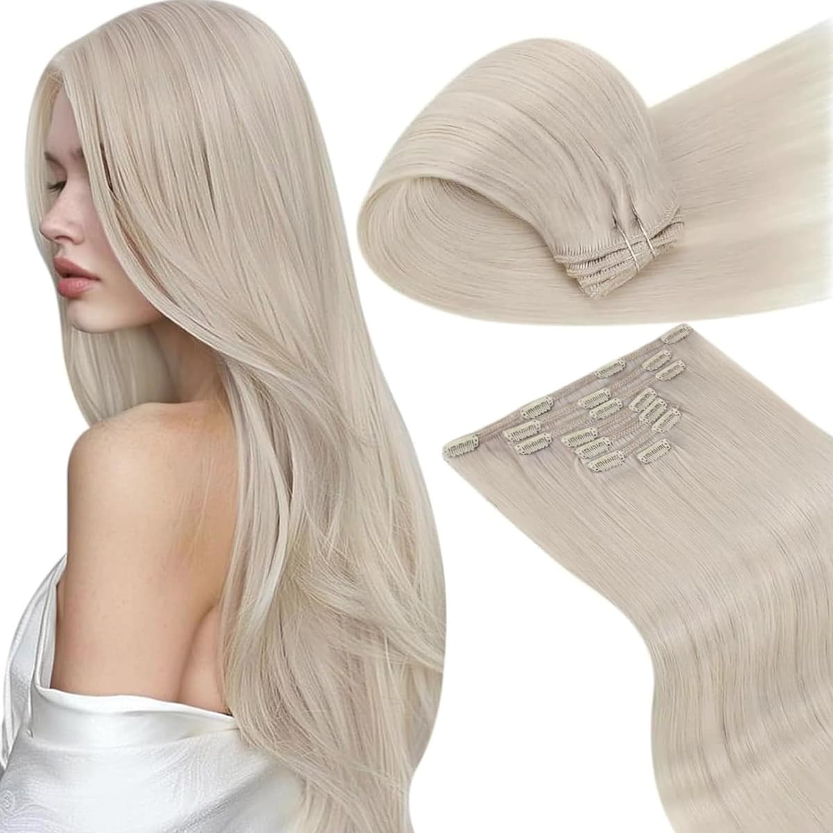 LaaVoo Hair Extensions Clip in Real Human Hair Brown Clip in Hair Extensions Dark Brown Remy Straight Hair Full Head Double Weft 80g 5pcs 14 Inch #4 — view 71