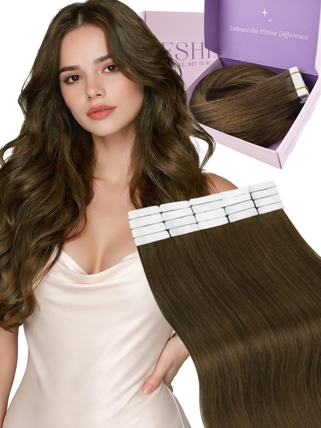 Fshine Extensiones Pelo Natural Adhesivas Rubio Blanco Extensiones Remy Adhesivas 45cm 50g Tape In Hair Extensions Cintas De Cabello Pelo Natural Color 1000 — view 31