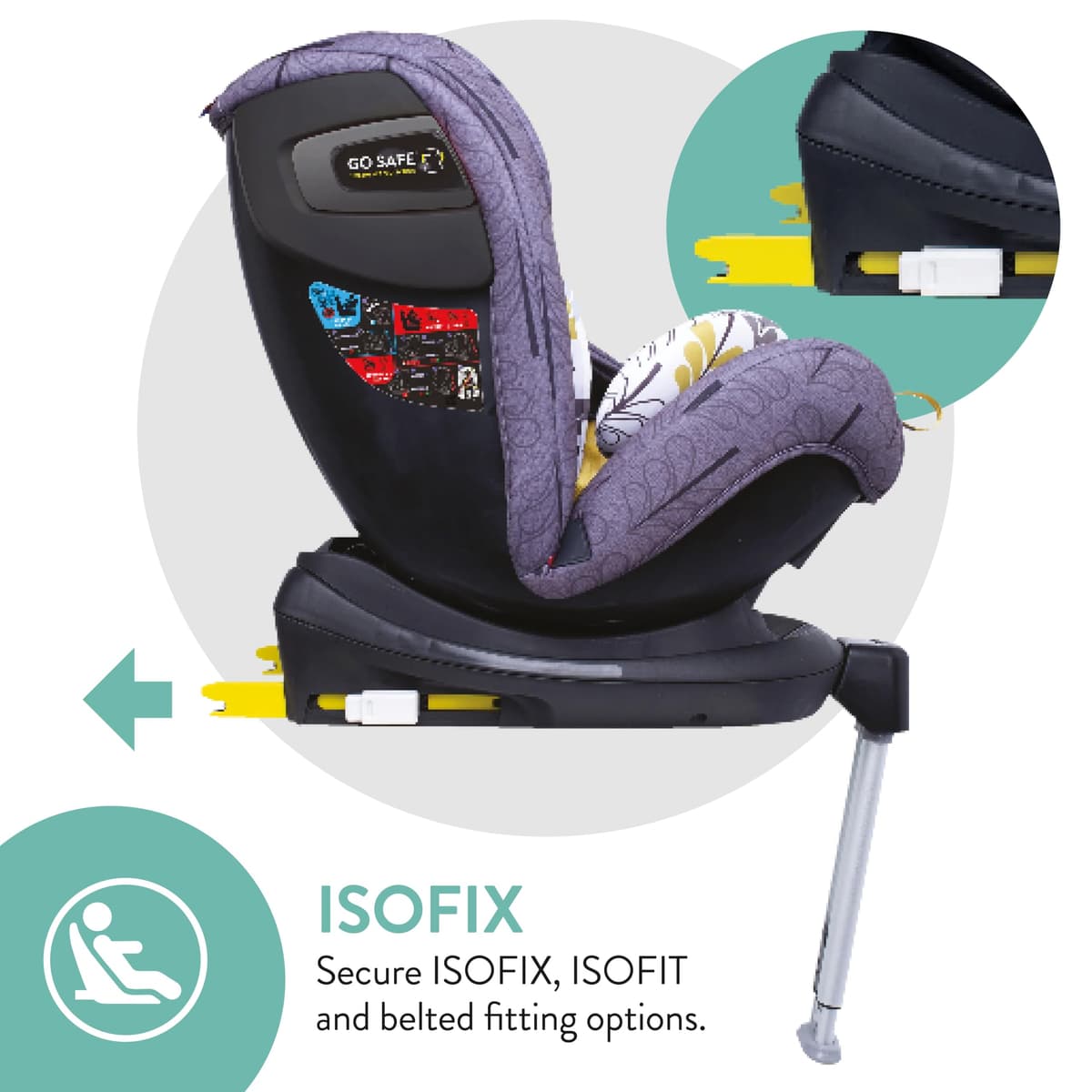 Cosatto All in All Rotate 360° Swivel Spin Car Seat - Group 0+123, 0-36 kg, 0-12years, ISOFIX, ERF, Anti-Escape (Fika Forest) — view 5