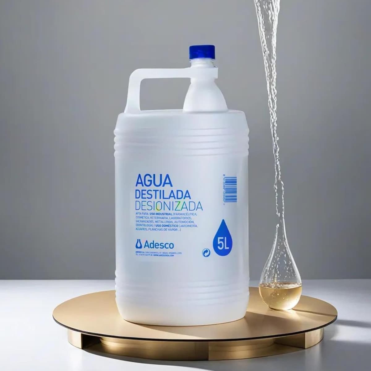 ADESCO Deionized Water 3 x 5L Suitable for CPAP Autoclave Iron Batteries Plants Cleaning Technical Multiple Uses 1 Box with 3