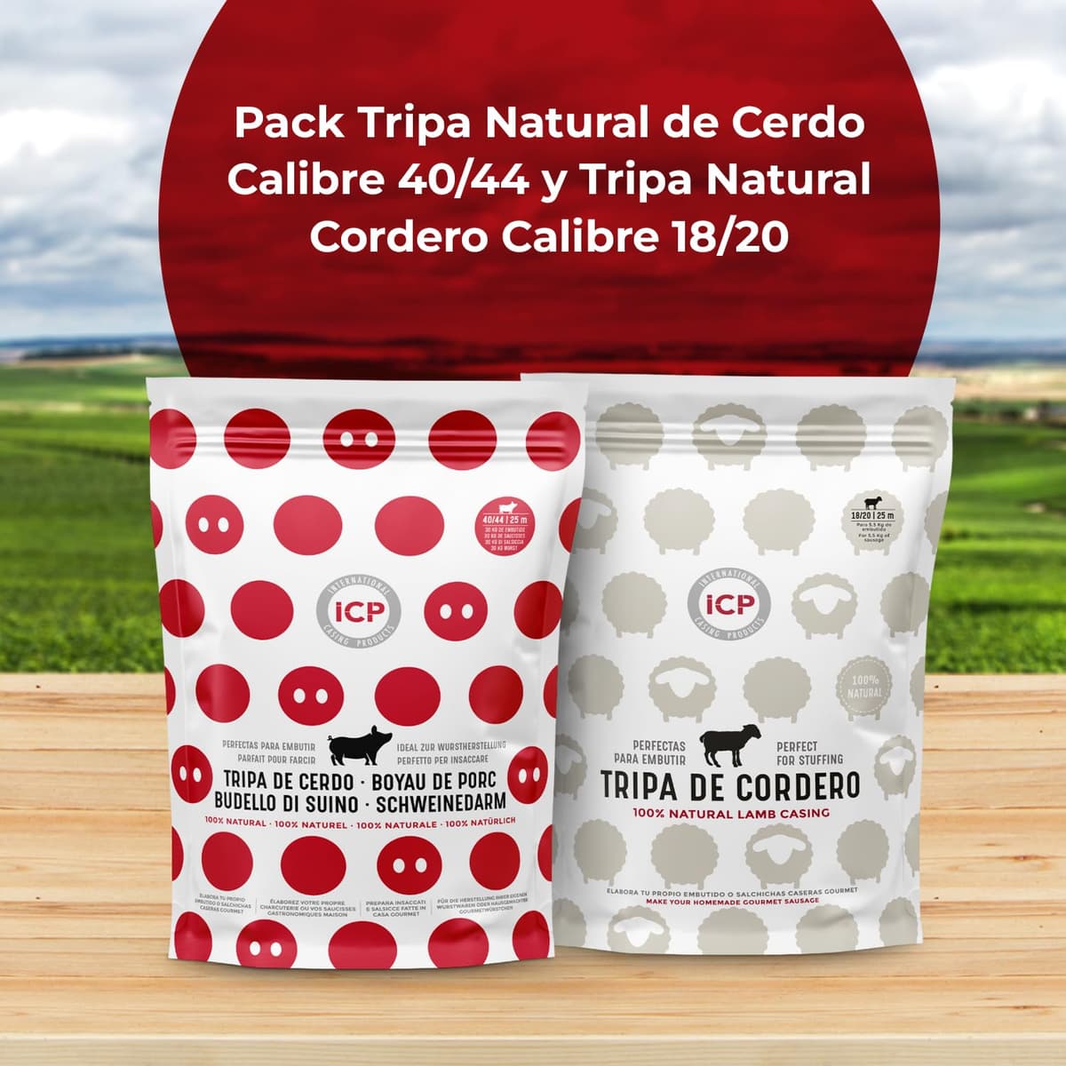 Tripa natural de cerdo para embutidos Caseros 25 m (Pack 40/44 y 18/20) — view 2