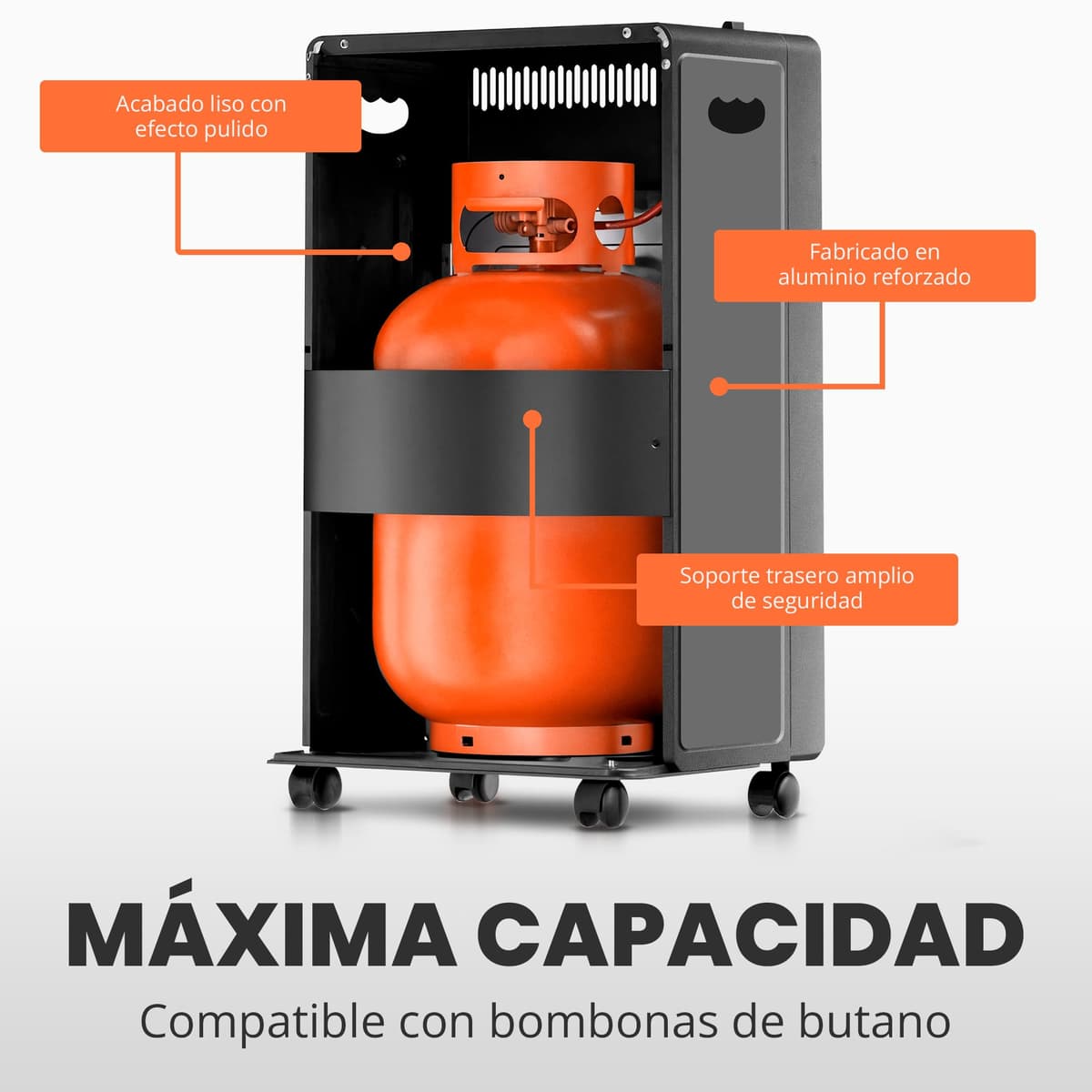Estufa de Gas Butano Plegable 4200 W - Estufa Cerámica con 3 Niveles de Potencia, Triple Sistema de Seguridad, Sistema anti-vuelco - 20-80m² — view 4