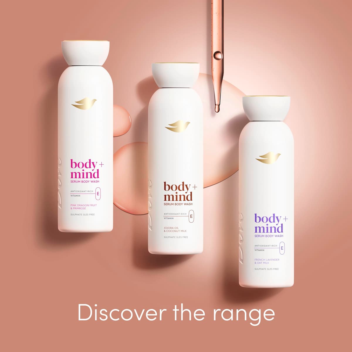 Dove Body + Mind Jojoba Oil & Coconut Milk Serum Body Wash body cleanser with antioxidant-rich vitamin E for glowing skin 350 ml — view 3