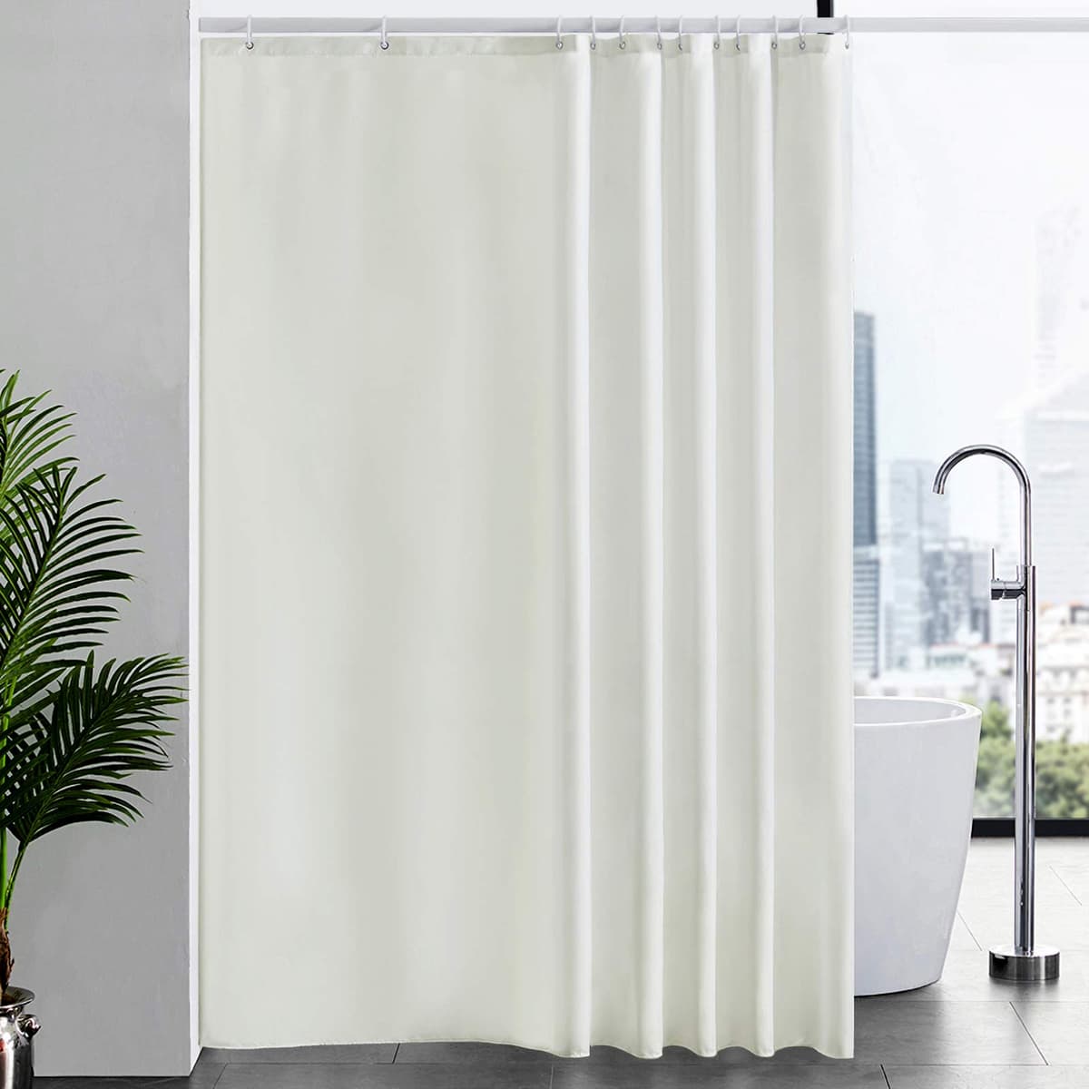 Furlinic Cortina Ducha 200x200cm Antimoho Impermeable Lavable Blanco Tela Poliéster Grandes Cortinas de Baño con 12 Aros de Cortina Ducha. — view 64