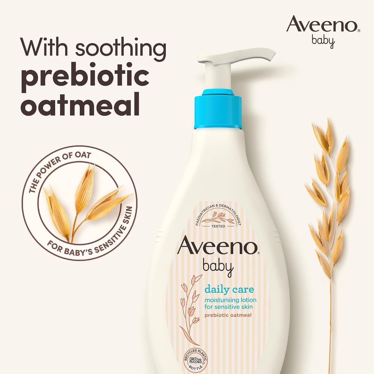 Aveeno Baby Daily Care Moisturising Lotion (1 x 250ml), Fast-Absorbing Face and Body Baby Lotion with Prebiotic Colloidal Oatmeal, Protects & Moisturises Skin For 24 Hours, For Sensitive Skin — view 3
