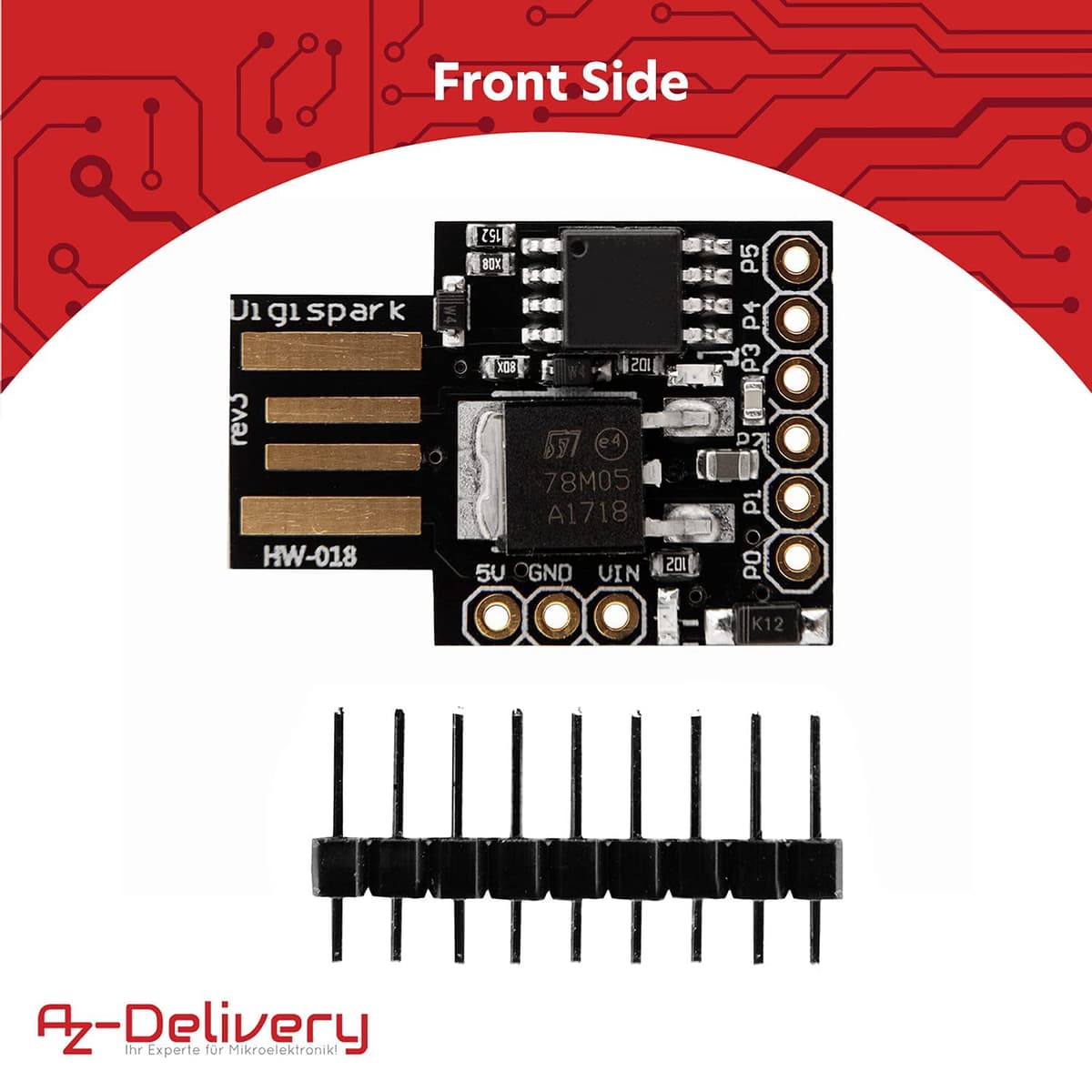 AZDelivery 25 x Placa de Desarrollo Digispark Rev.3 Kickstarter ATTiny85 con USB Compatible con Arduino con E-Book Incluido! — view 2