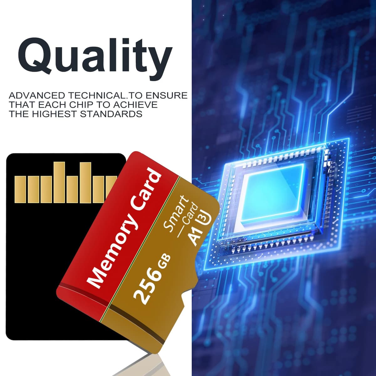 2 Pack Tarjeta De Memoria 256GB,Tarjeta De Memoria De Alta Velocidad con Adaptador SD, Tarjeta TF para Smartphone, Tablet y Camara — view 2