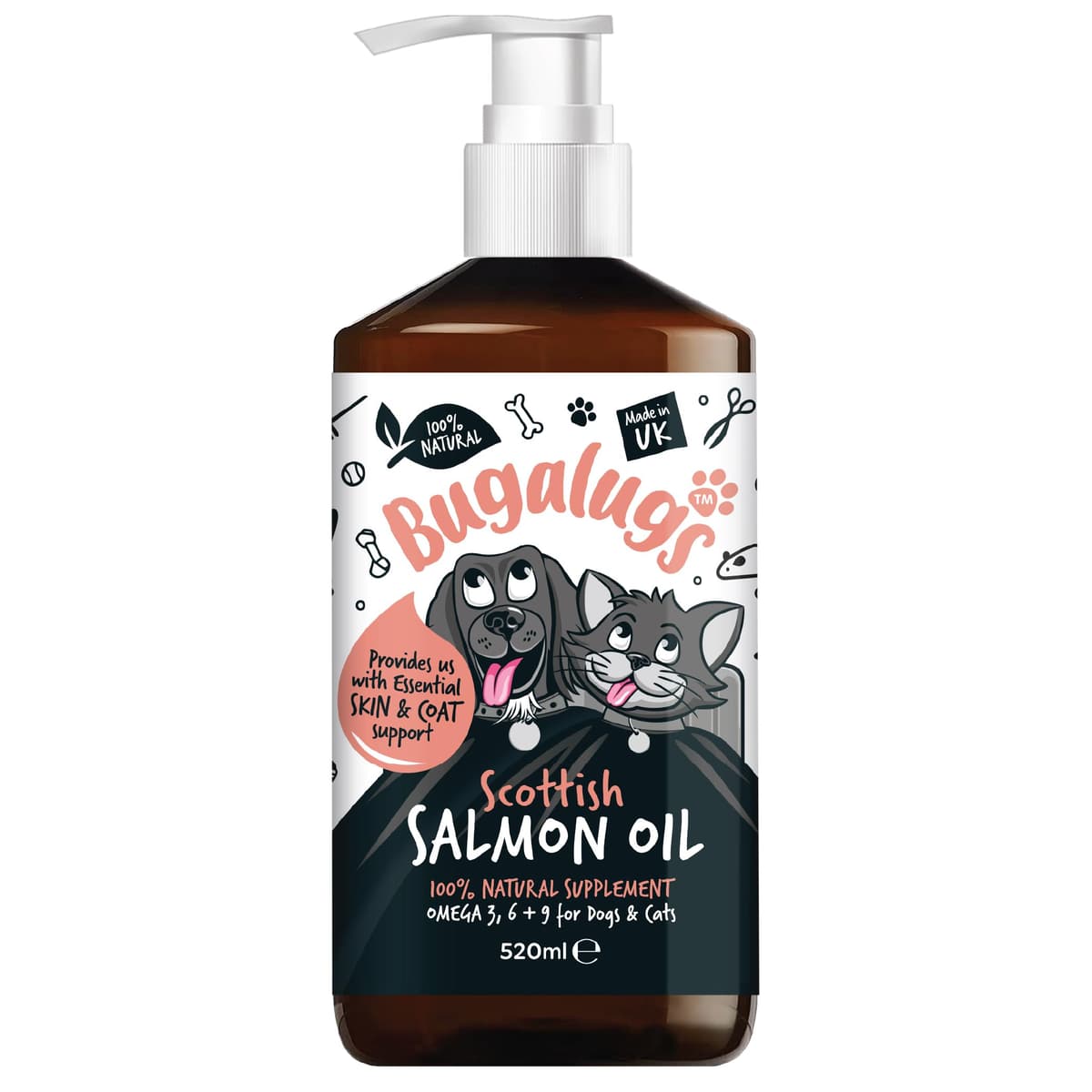Bugalugs Scottish Salmon Oil For Dogs & Cats, Dog Supplement Support for Skin And Coat, Itchy Skin & Moulting, Omega 3 Fish Oil (Salmon, 500ml) — view 11