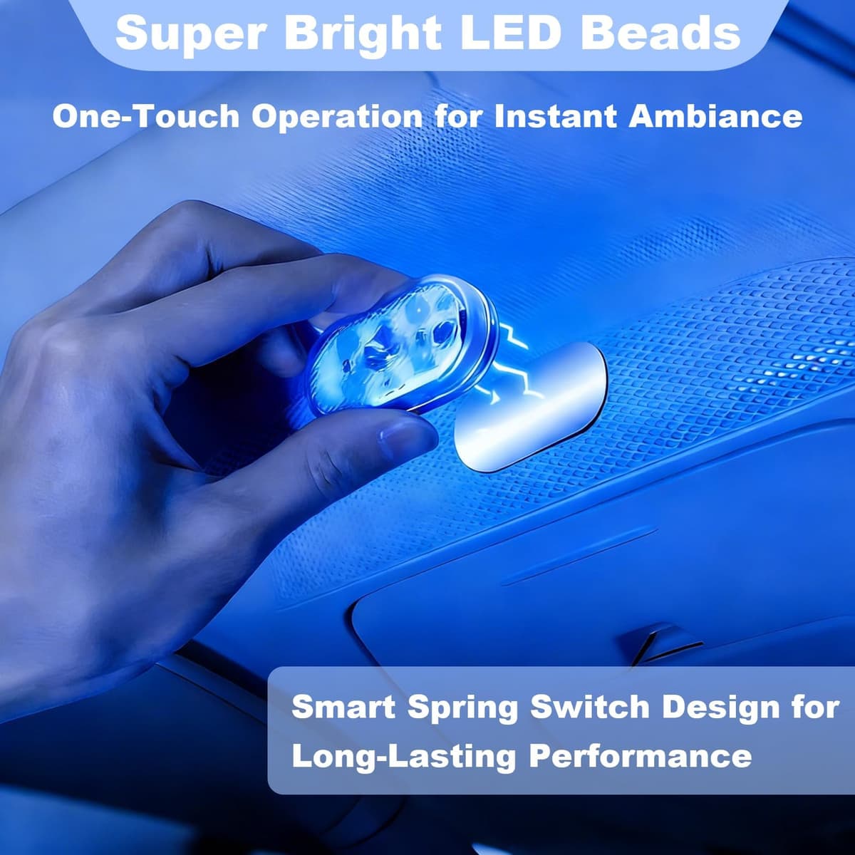 2 Piezas Luces LED Táctil para Coche, Luz Interior con 7 Colores del USB Móvil Recargable RGB Ajustable de Luces LED Inalambrico Lluminación de Coche Multiusos para Iluminación de Maletero Interior — view 5