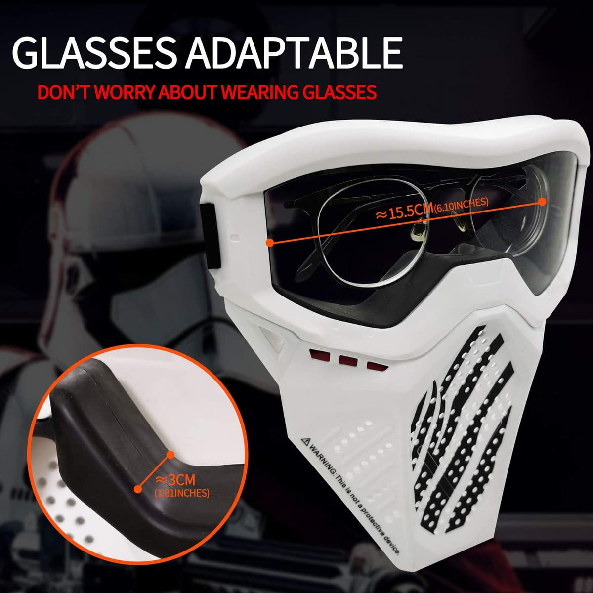 Toyer - Paquete de 2 mascarillas tácticas compatibles con Nerf Rival, Apollo, Zeus, Khaos, Atlas, Artemis Blasters Rival Mask (Blanco y Negro) — view 3