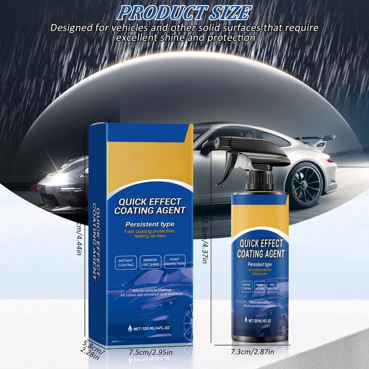 Car Polish Ceramic Coating Car Spray Wax, 3 in 1 Auto Ceramic Spray for Shine and Protection, Waterless Car Wash Quick Effect Coating Agent for Shine and Protection (1 PCS) — view 2