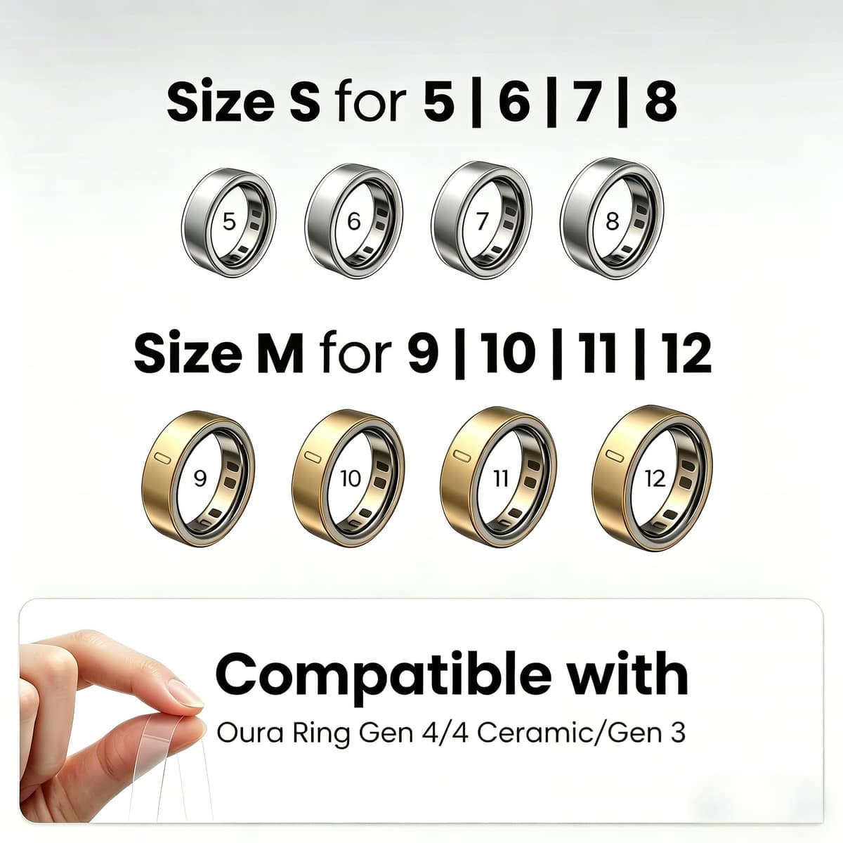 Seltureone 16 Pack Ring Cover for Oura Ring Gen 4/4 Ceramic/Gen 3 Skin Ring Protector, Scratch-Resistant Ultra Thin & Clear Invisible TPU Protective Film for Oura Ring 4 Cover - Clear (Size 5/6/7/8) — view 2