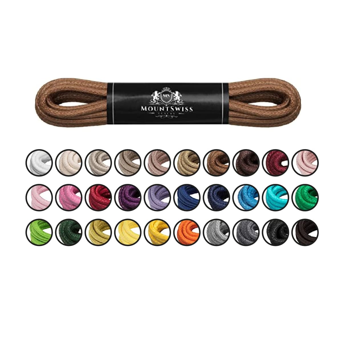 Cordones Mount Swiss© Luxury encerados y redondos para zapatos de traje y de piel, 2 - 3 mm de diámetro, 45 - 120 cm de longitud — view 10