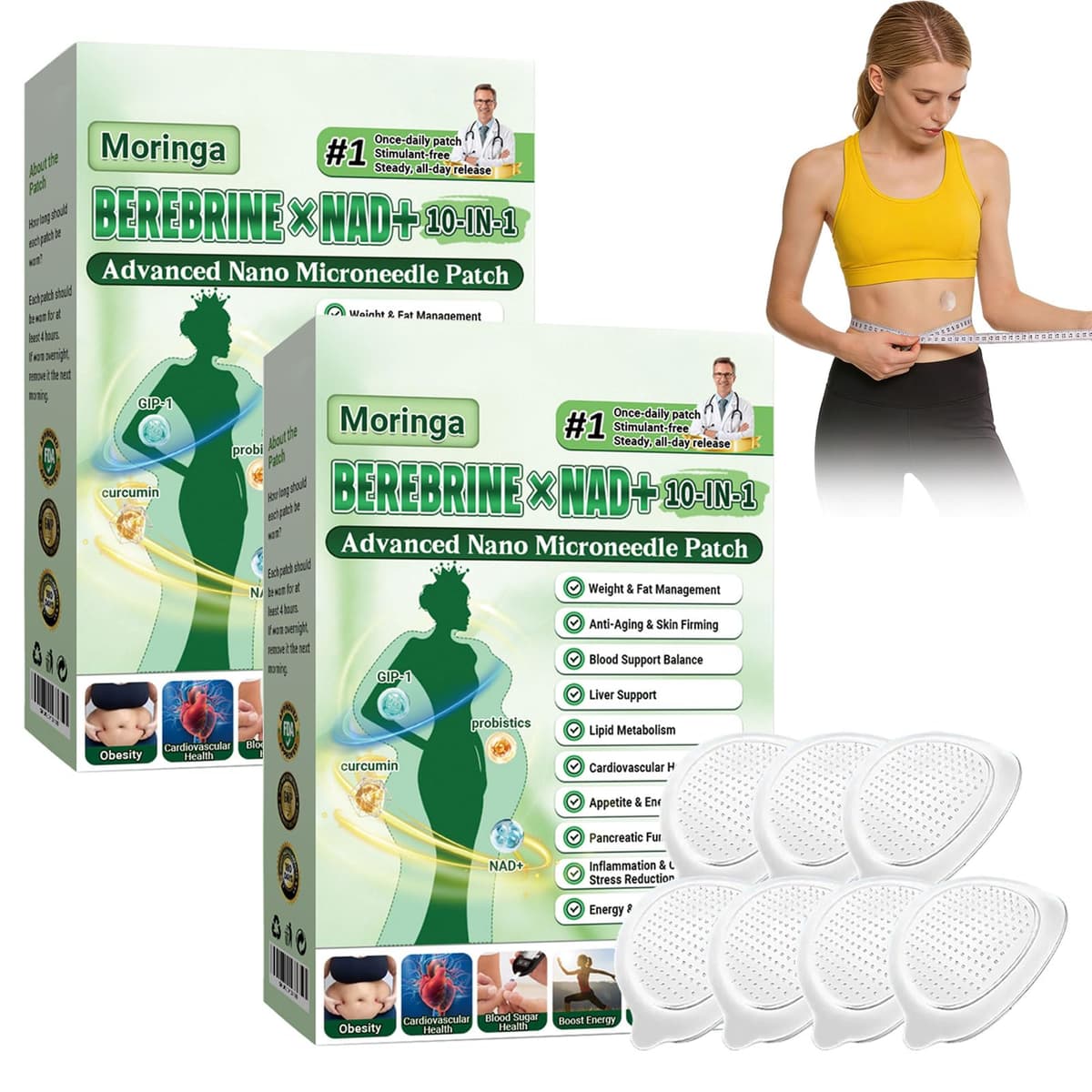 6 Cajas Moringa x Berberine Patch 10 en 1, Parche Avanzado de Nano Microagujas, Ingredientes Naturales, Parche de Metabalance Profesional, Fácil de Aplicar, para Hombres y Mujeres (6 Cajas) — view 11