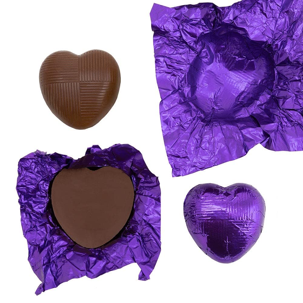 Italian Options Milk Chocolate Foiled Hearts, 30 Chocolates, Purple Foil — view 5