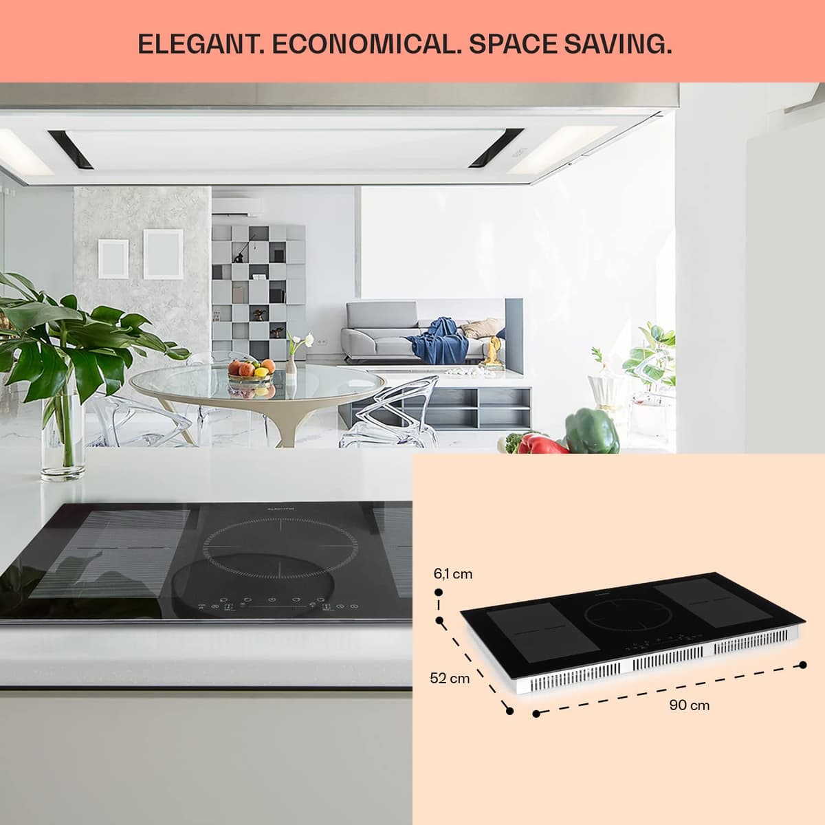 Klarstein Induction Hob, 9300W Electric Hobs Induction Cooker, 5 Ring Electric Pan Hob, Built-In Table Top Cookers w/ 5 Hobs, Touch Control, Inductions Heater Cooktops, Hot Plates for Cooking — view 6