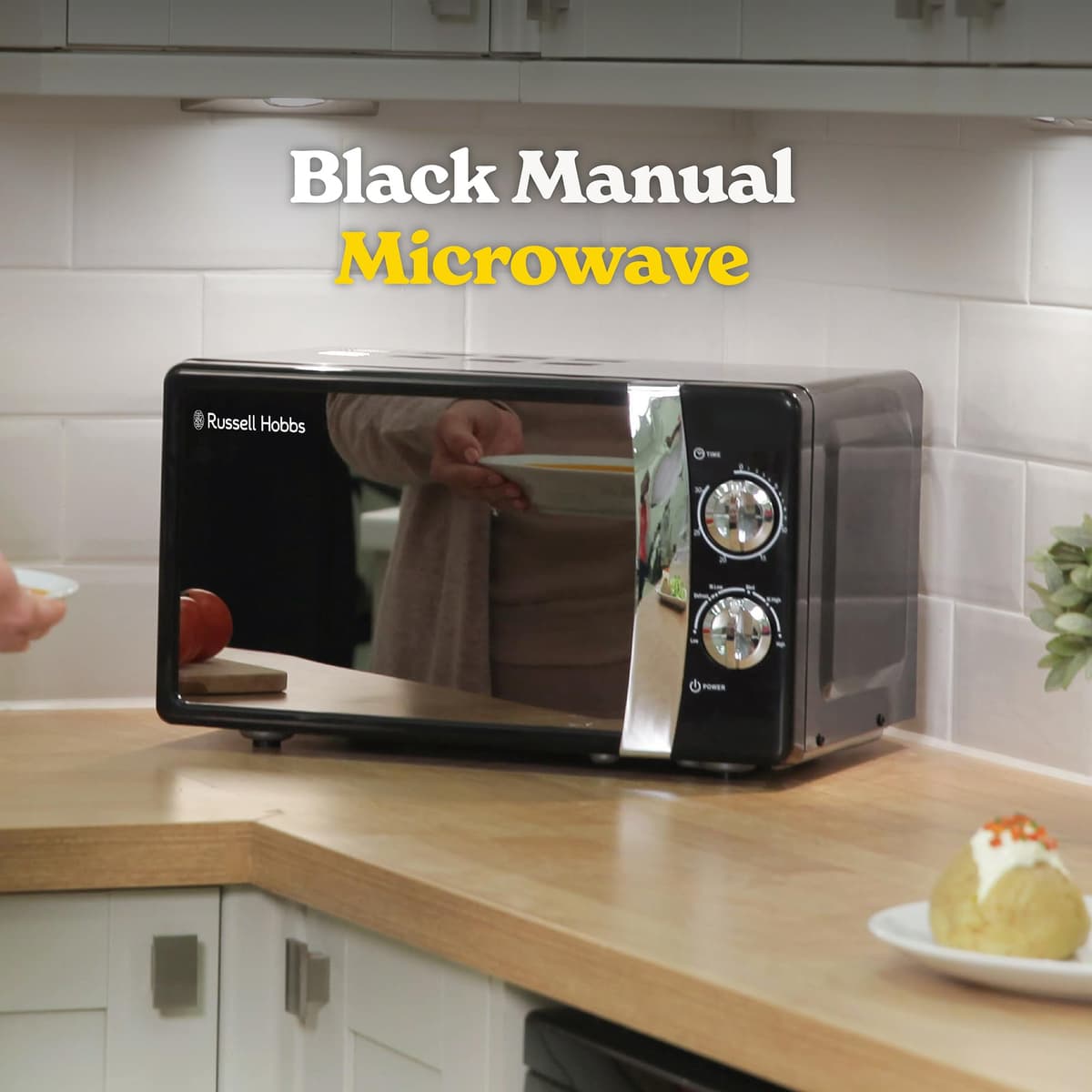 Russell Hobbs RHMM701B 17 Litre 700 W Black Solo Manual Microwave With 5 Power Levels, Ringer & Timer, Defrost Setting, Easy Clean — view 2