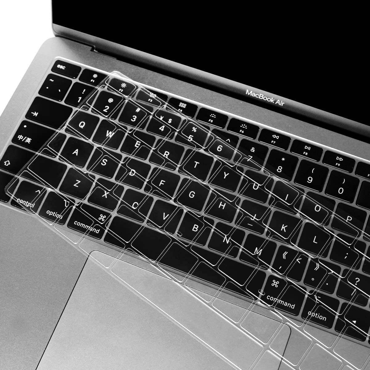 Se7enline Ultra Thin TPU Keyboard Cover for MacBook Air 13 Inch 2023 2022 2021 2020 (Compatible with Model: A2337/A2179, UK Layout) Touch ID Keyboard Protector Protective Skin, Transparent/Clear — view 3