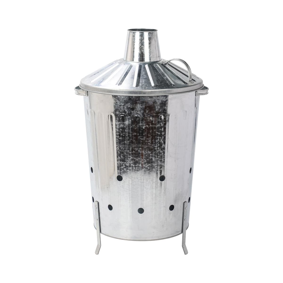 CrazyGadget® Small Medium Large Extra Large Galvanised Metal Incinerator Fire Burning Bin with Special Locking Lid (60 Litre)