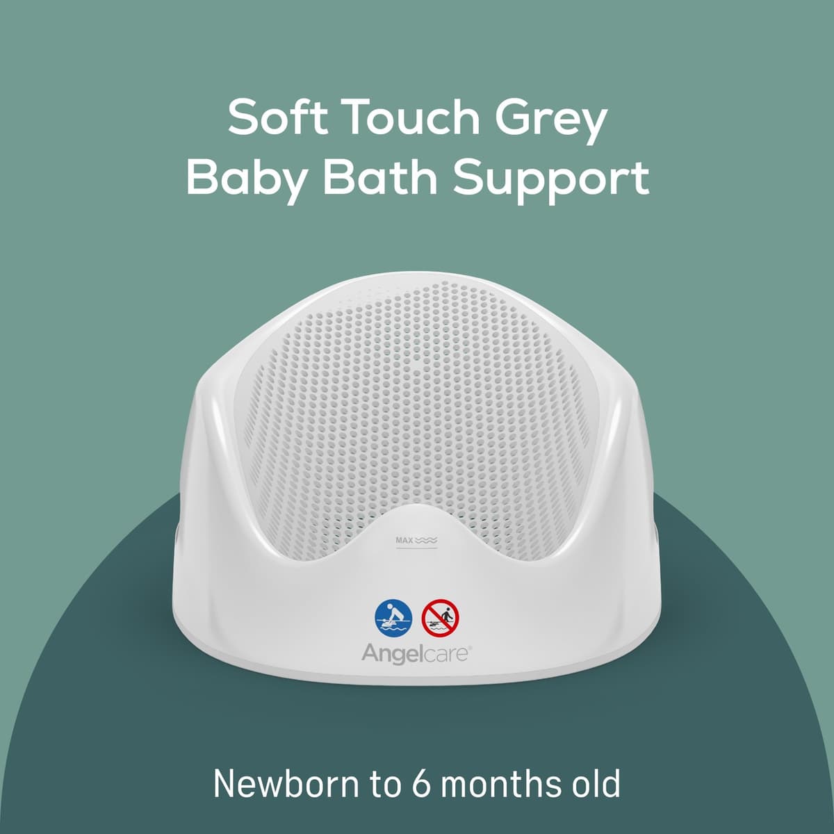 Angelcare Soft Touch Baby Bath Support -Grey- Water Level Indicator, Non-Slip, Comfortable & Safe for Newborns & Infants up to 6 Months — view 2