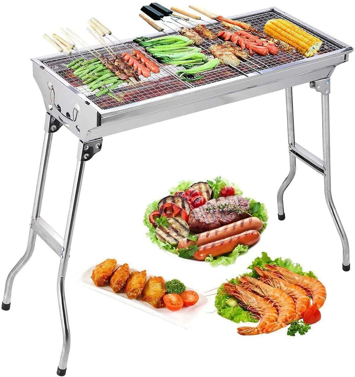 Uten Barbacoas Portátiles de Carbón, Parrilla de Acero Inoxidable para Ahumar y Acampar al Aire Libre, Char Broil BBQ Pit Grill (Mediano), Negro — view 11