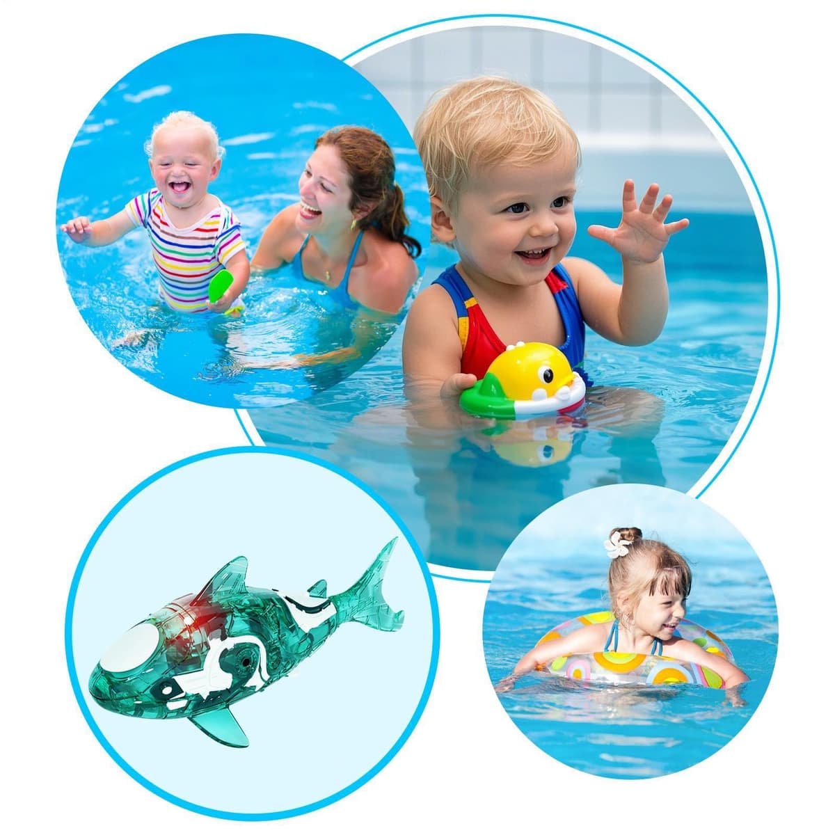 Robot Fish Toy - Automatic Interactive Bath Toy for Kids | Realistic Motion Design with LED Effect, Water Activated Light Up Swimming Shark, Floating Aquarium for Pool Bathtub Play Toys — view 4