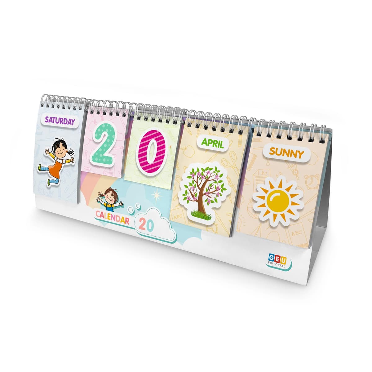 Calendario Niños Montessori | Calendario Semanal Infantil | Calendario Infantil Educativo Editorial GEU (Inglés)